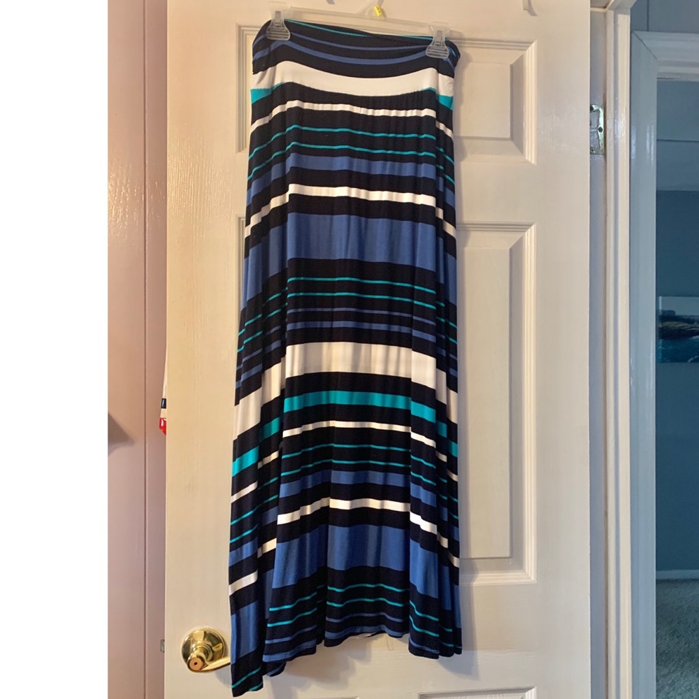 Blue Striped Maxi Skirt